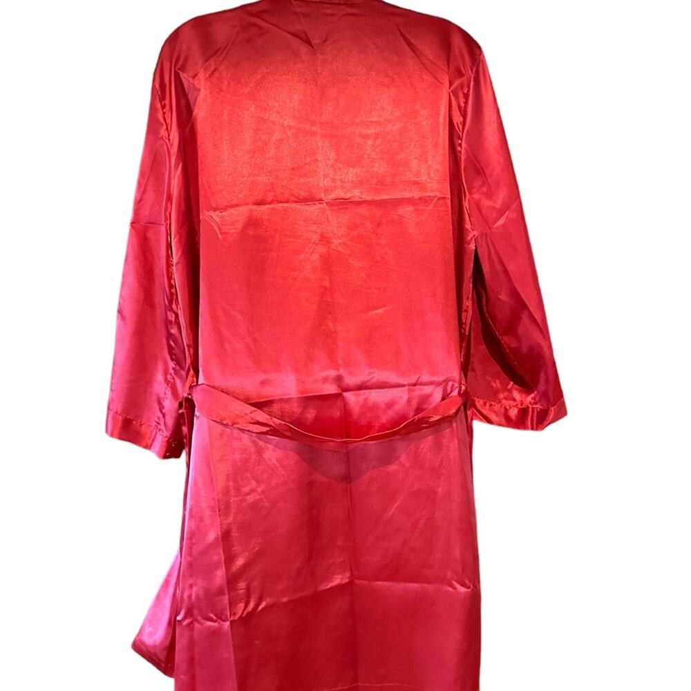 Ambrielle Womens Medium Red Satin Negligée 2 Piece Set Gown & Robe - Picture 9 of 13